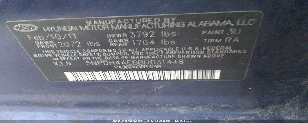 5NPDH4AE8BH031448 2011 HYUNDAI ELANTRA photo no. 9