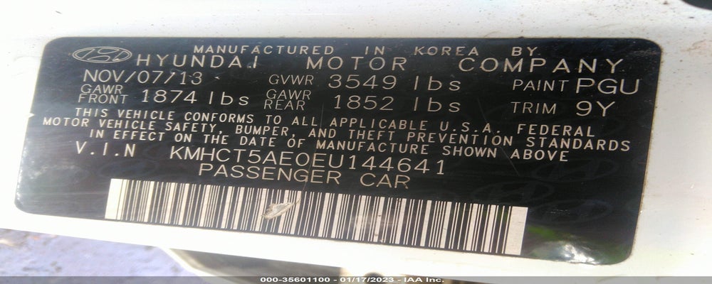 KMHCT5AE0EU144641 2014 HYUNDAI ACCENT photo no. 9