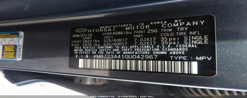 KM8J23A41GU042967 2016 HYUNDAI TUCSON photo no. 9