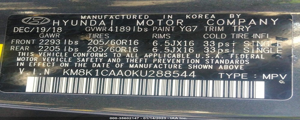 KM8K1CAA0KU288544 2019 HYUNDAI KONA photo no. 9