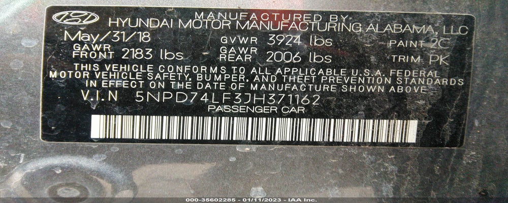 5NPD74LF3JH371162 2018 HYUNDAI ELANTRA photo no. 9