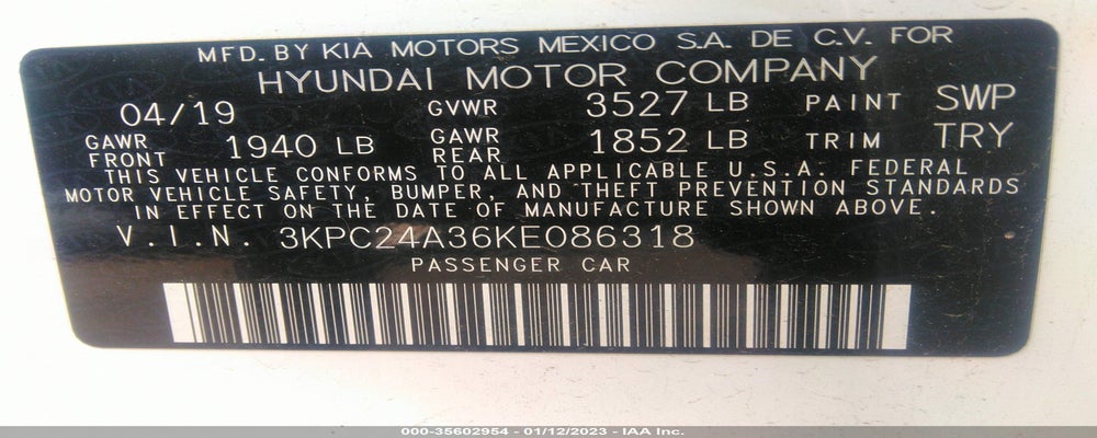 3KPC24A36KE086318 2019 HYUNDAI ACCENT photo no. 9