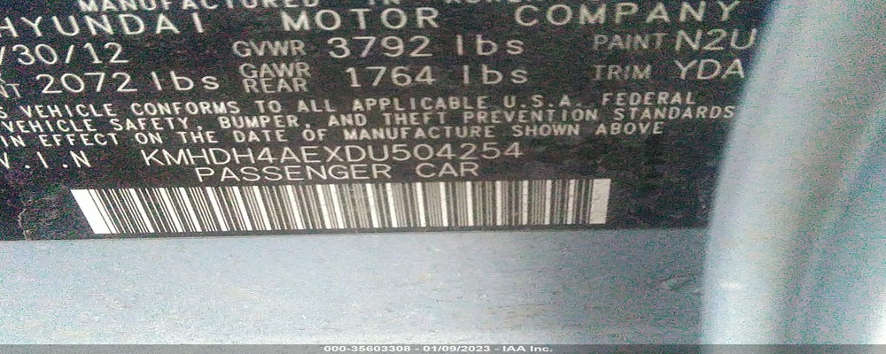 KMHDH4AEXDU504254 2013 HYUNDAI ELANTRA photo no. 9