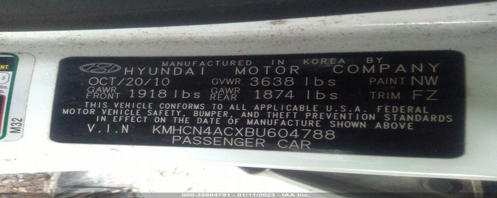 KMHCN4ACXBU604788 2011 HYUNDAI ACCENT photo no. 9