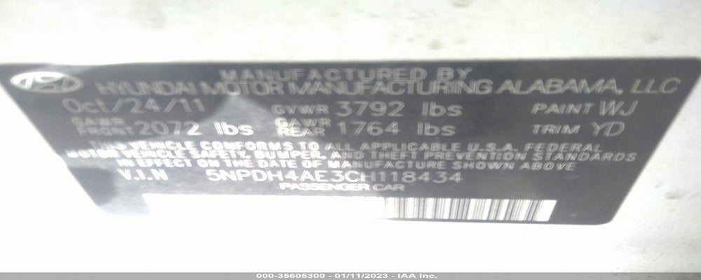 5NPDH4AE3CH118434 2012 HYUNDAI ELANTRA photo no. 9