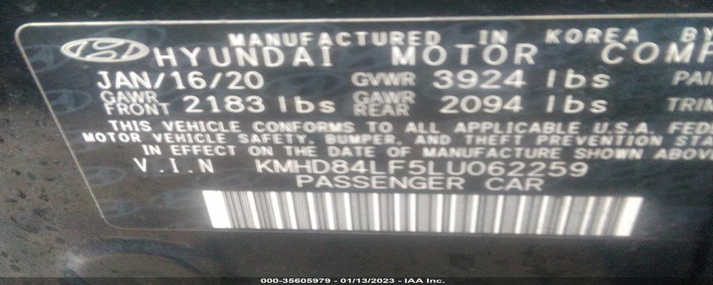 KMHD84LF5LU062259 2020 HYUNDAI ELANTRA photo no. 9