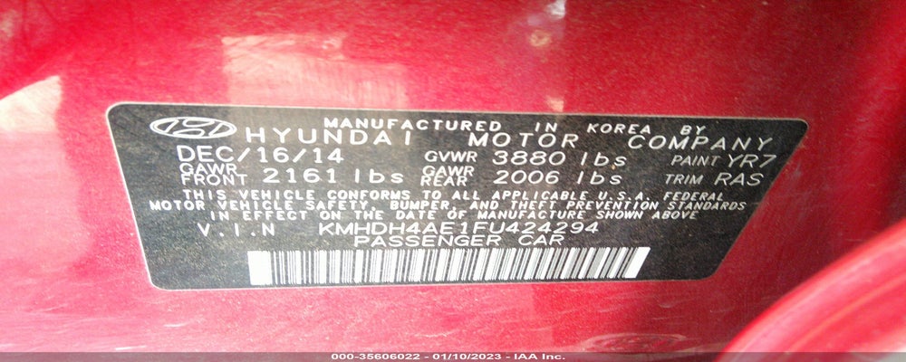 KMHDH4AE1FU424294 2015 HYUNDAI ELANTRA photo no. 9