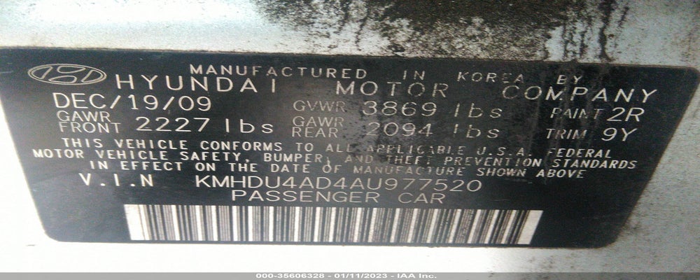 KMHDU4AD4AU977520 2010 HYUNDAI ELANTRA photo no. 9