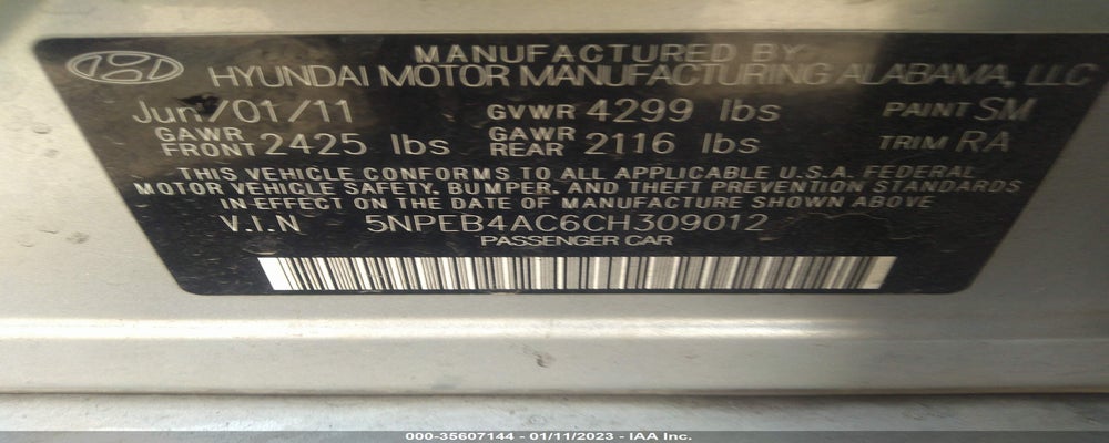 5NPEB4AC6CH309012 2012 HYUNDAI SONATA photo no. 9
