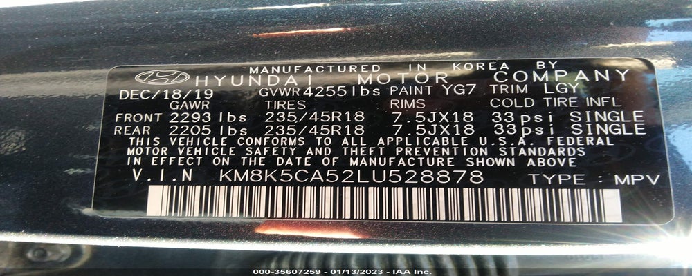 KM8K5CA52LU528878 2020 HYUNDAI KONA photo no. 9