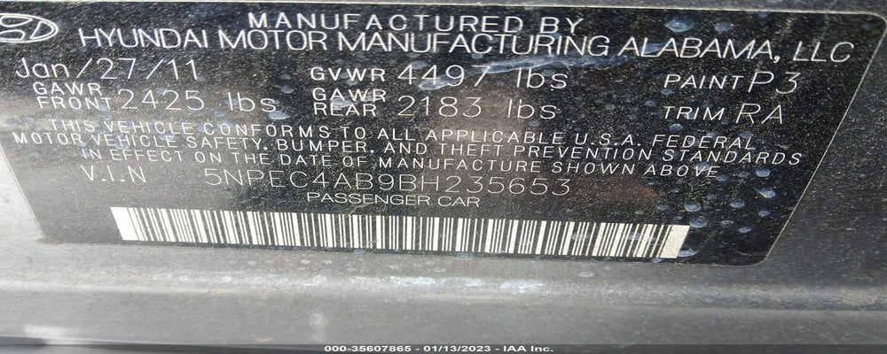 5NPEC4AB9BH235653 2011 HYUNDAI SONATA photo no. 9