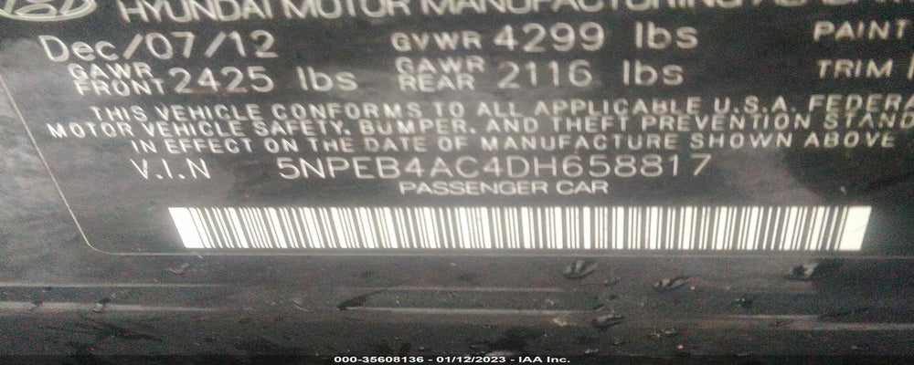 5NPEB4AC4DH658817 2013 HYUNDAI SONATA photo no. 9