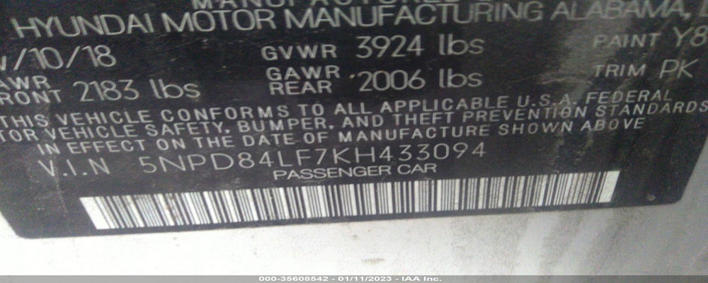5NPD84LF7KH433094 2019 HYUNDAI ELANTRA photo no. 9