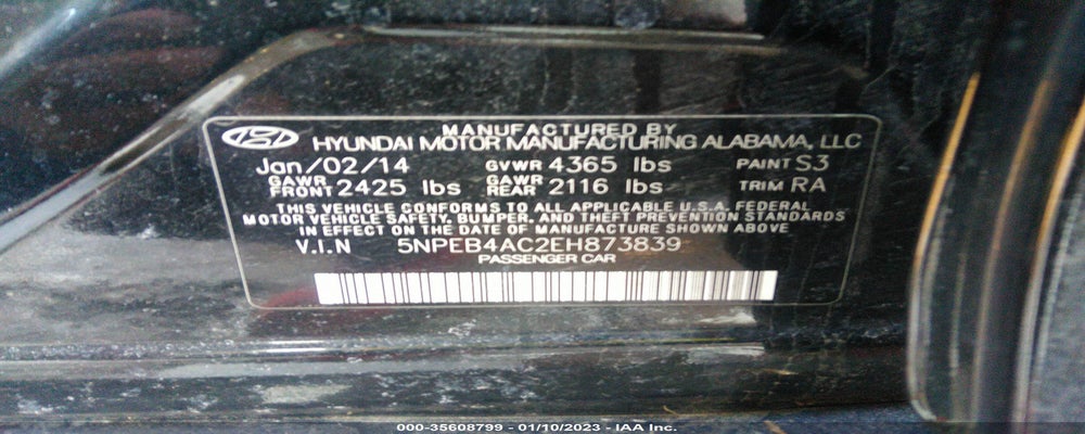 5NPEB4AC2EH873839 2014 HYUNDAI SONATA photo no. 9