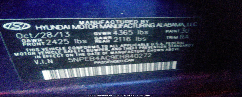5NPEB4AC9EH840272 2014 HYUNDAI SONATA photo no. 6