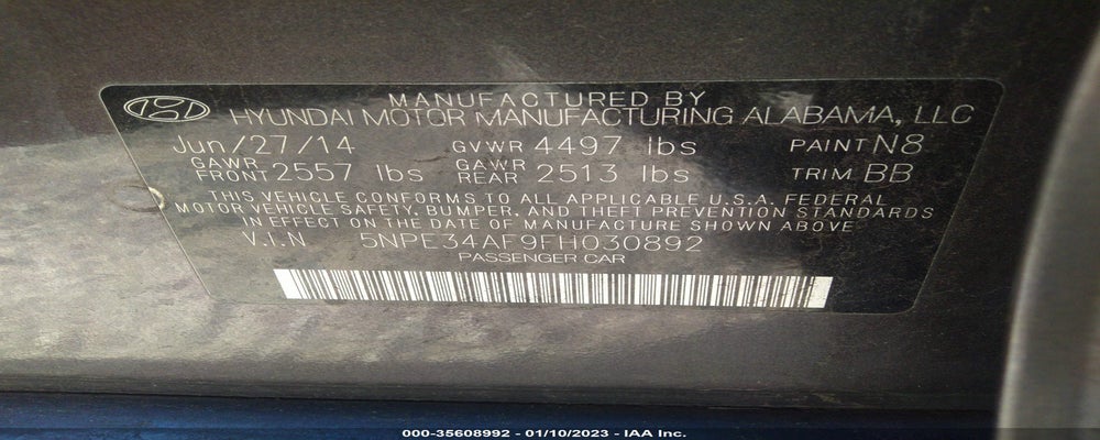 5NPE34AF9FH030892 2015 HYUNDAI SONATA photo no. 9
