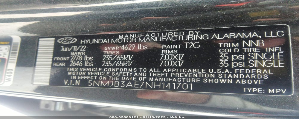 5NMJB3AE7NH141701 2022 HYUNDAI TUCSON photo no. 9