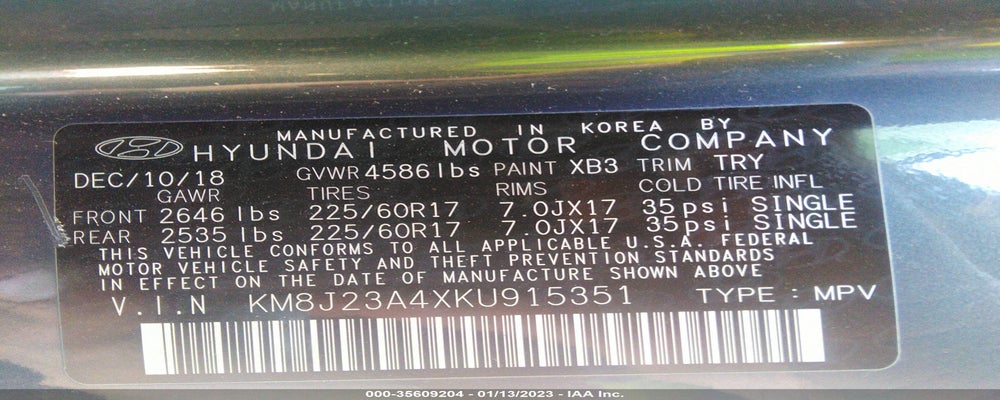 KM8J23A4XKU915351 2019 HYUNDAI TUCSON photo no. 9