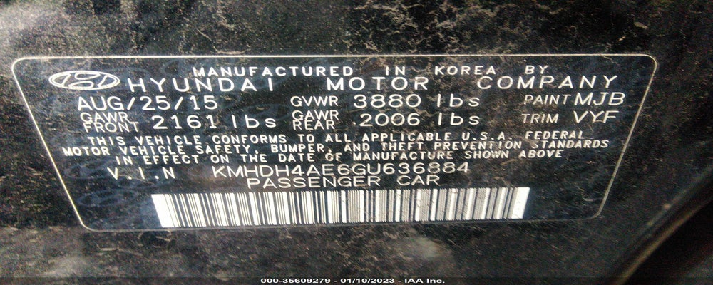 KMHDH4AE6GU636884 2016 HYUNDAI ELANTRA photo no. 9