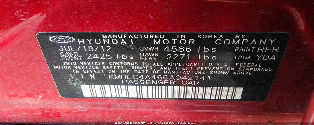 KMHEC4A46CA042141 2012 HYUNDAI SONATA photo no. 9