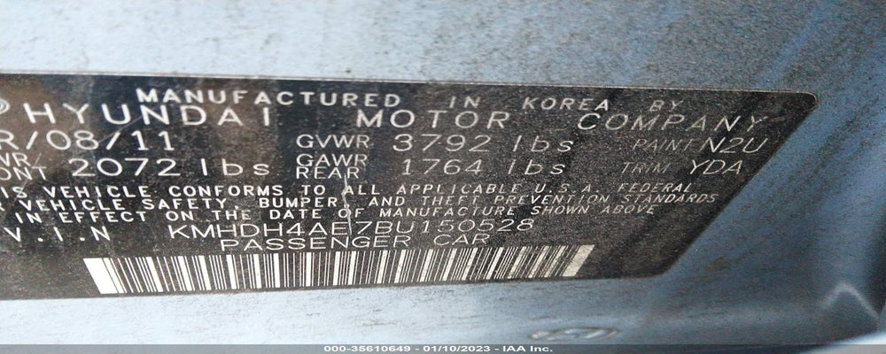 KMHDH4AE7BU150528 2011 HYUNDAI ELANTRA photo no. 9