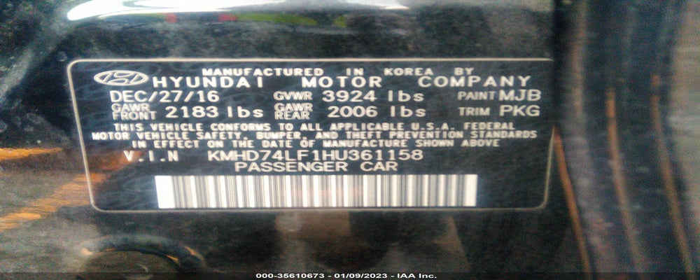 KMHD74LF1HU361158 2017 HYUNDAI ELANTRA photo no. 9