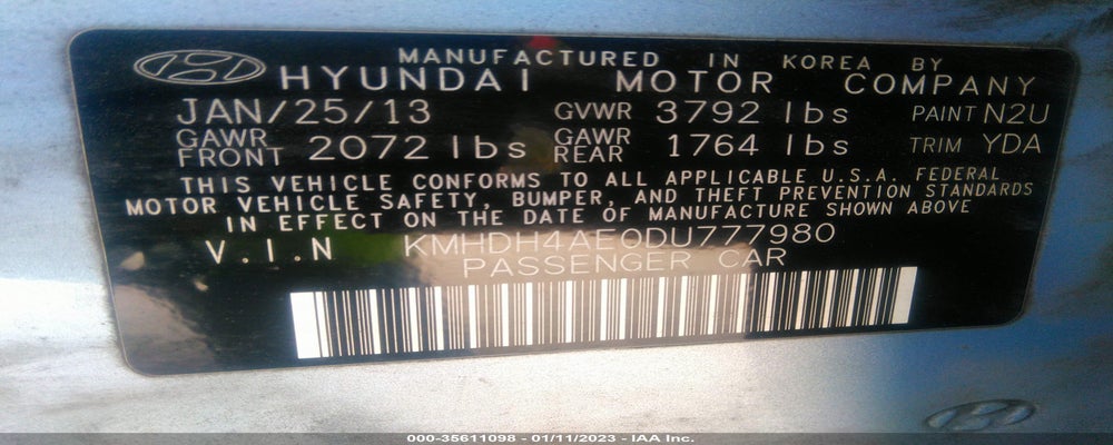 KMHDH4AE0DU777980 2013 HYUNDAI ELANTRA photo no. 9