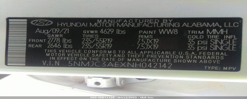 5NMJC3AEXNH042142 2022 HYUNDAI TUCSON photo no. 9