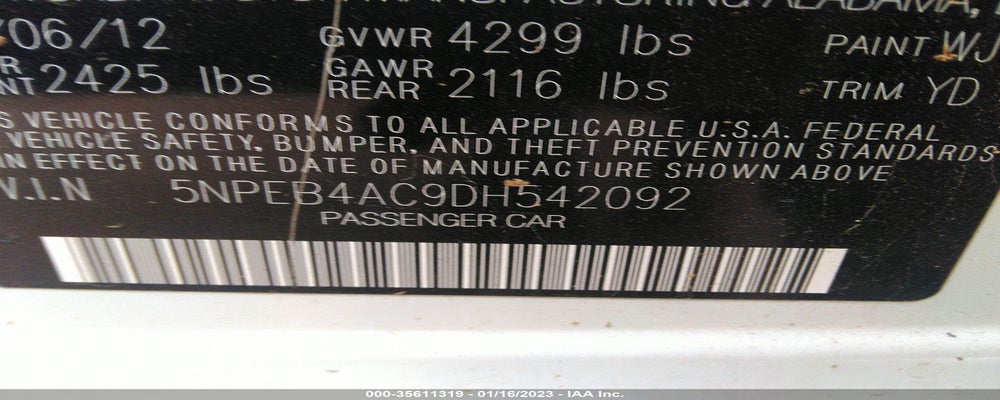 5NPEB4AC9DH542092 2013 HYUNDAI SONATA photo no. 9