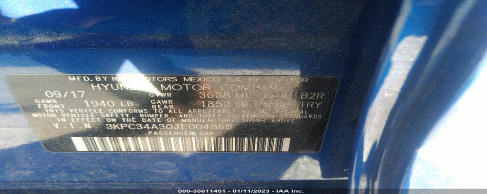3KPC34A30JE004868 2018 HYUNDAI ACCENT photo no. 9