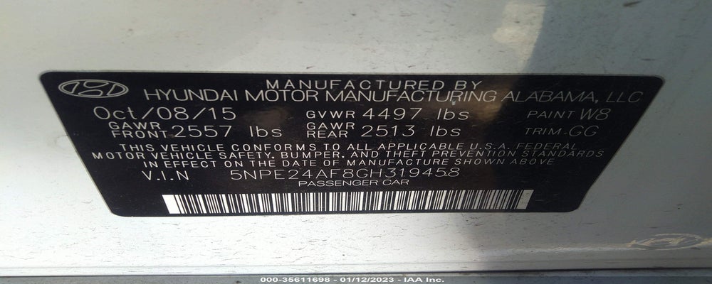 5NPE24AF8GH319458 2016 HYUNDAI SONATA photo no. 9