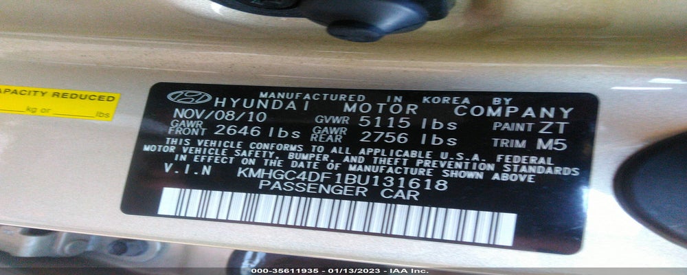 KMHGC4DF1BU131618 2011 HYUNDAI GENESIS photo no. 9