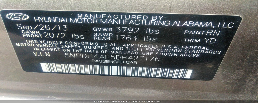 5NPDH4AE5DH427176 2013 HYUNDAI ELANTRA photo no. 9