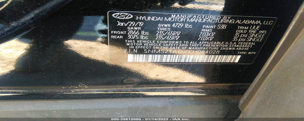 5NMS23ADXKH084028 2019 HYUNDAI SANTA FE photo no. 9