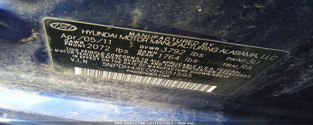 5NPDH4AE0BH051595 2011 HYUNDAI ELANTRA photo no. 9