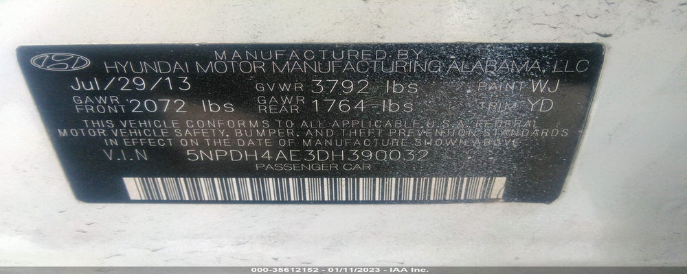 5NPDH4AE3DH390032 2013 HYUNDAI ELANTRA photo no. 9