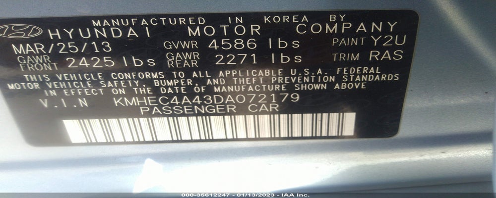 KMHEC4A43DA072179 2013 HYUNDAI SONATA HYBRID photo no. 9