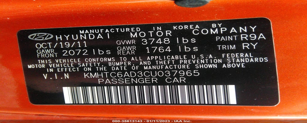 KMHTC6AD3CU037965 2012 HYUNDAI VELOSTER photo no. 9