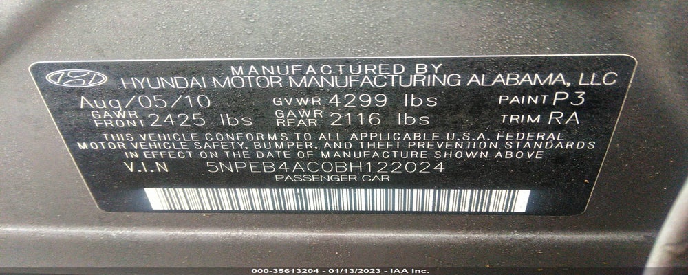 5NPEB4AC0BH122024 2011 HYUNDAI SONATA photo no. 9