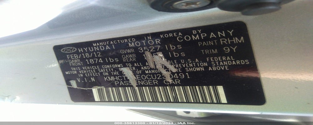 KMHCT4AE0CU230491 2012 HYUNDAI ACCENT photo no. 9