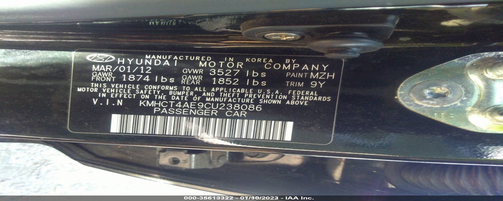 KMHCT4AE9CU238086 2012 HYUNDAI ACCENT photo no. 9