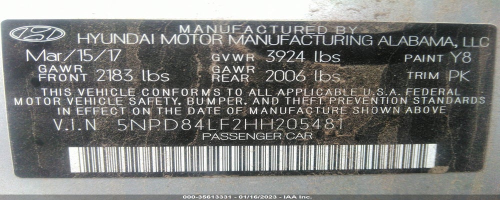 5NPD84LF2HH205481 2017 HYUNDAI ELANTRA photo no. 9