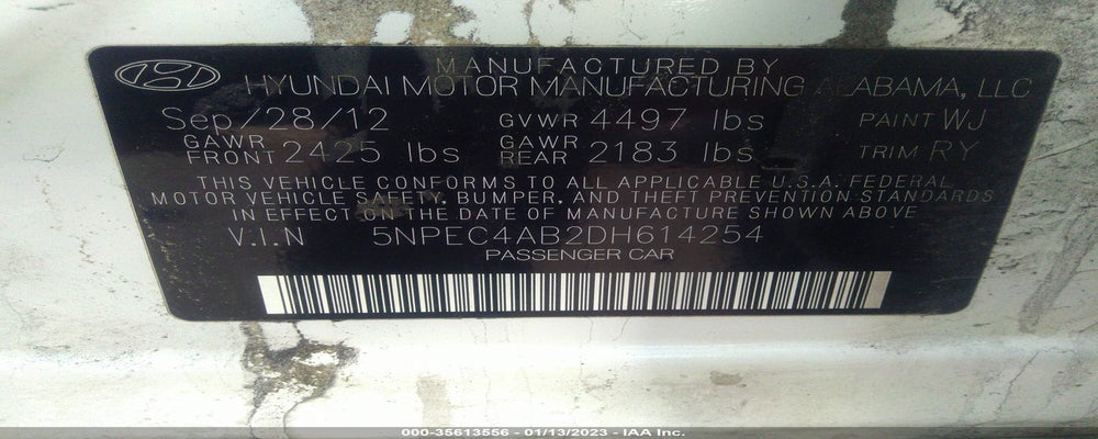 5NPEC4AB2DH614254 2013 HYUNDAI SONATA photo no. 9