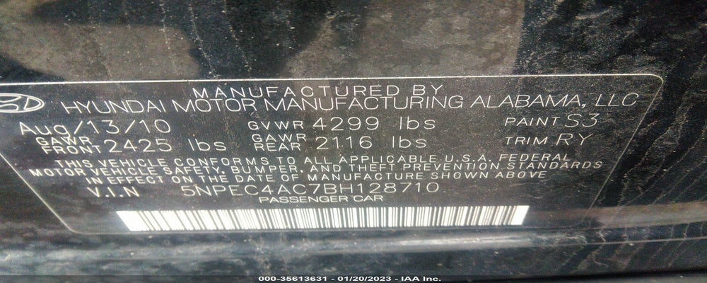 5NPEC4AC7BH128710 2011 HYUNDAI SONATA photo no. 9