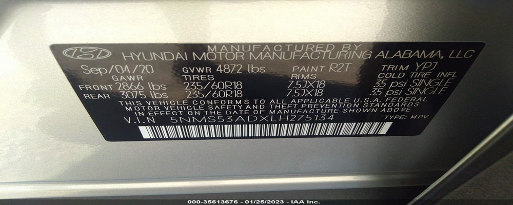 5NMS53ADXLH275134 2020 HYUNDAI SANTA FE photo no. 9