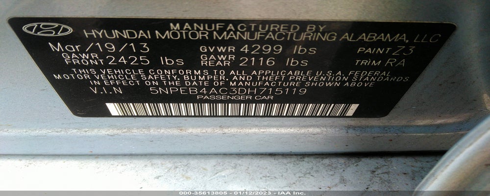5NPEB4AC3DH715119 2013 HYUNDAI SONATA photo no. 9