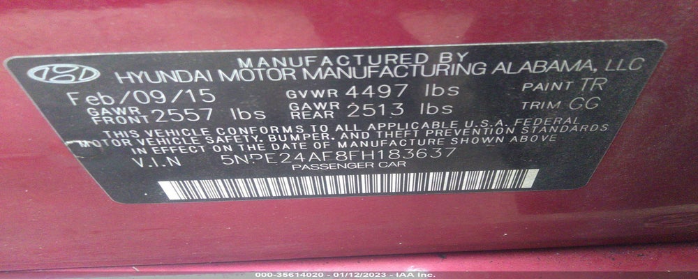 5NPE24AF8FH183637 2015 HYUNDAI SONATA photo no. 9