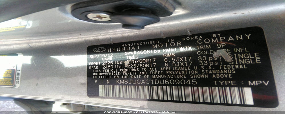 KM8JUCAC1DU609045 2013 HYUNDAI TUCSON photo no. 9