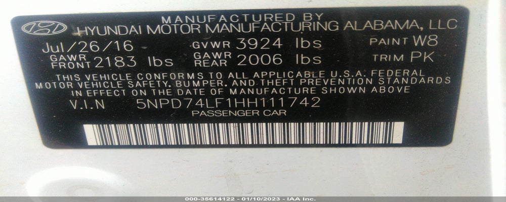 5NPD74LF1HH111742 2017 HYUNDAI ELANTRA photo no. 9