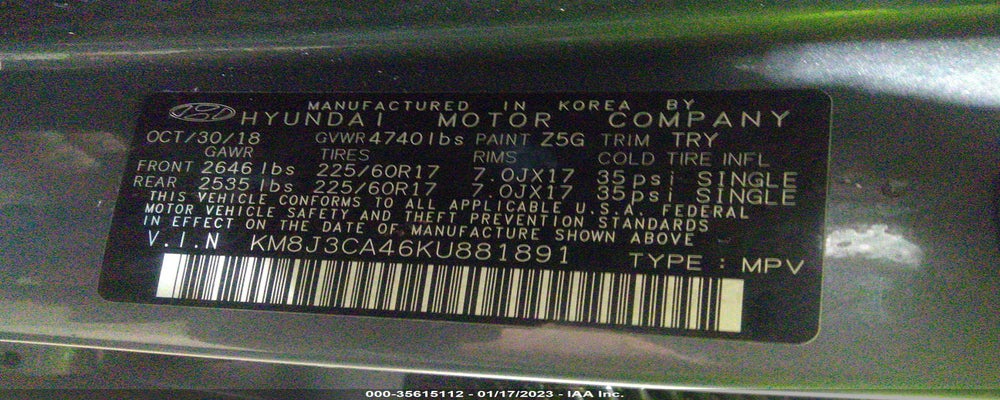 KM8J3CA46KU881891 2019 HYUNDAI TUCSON photo no. 9